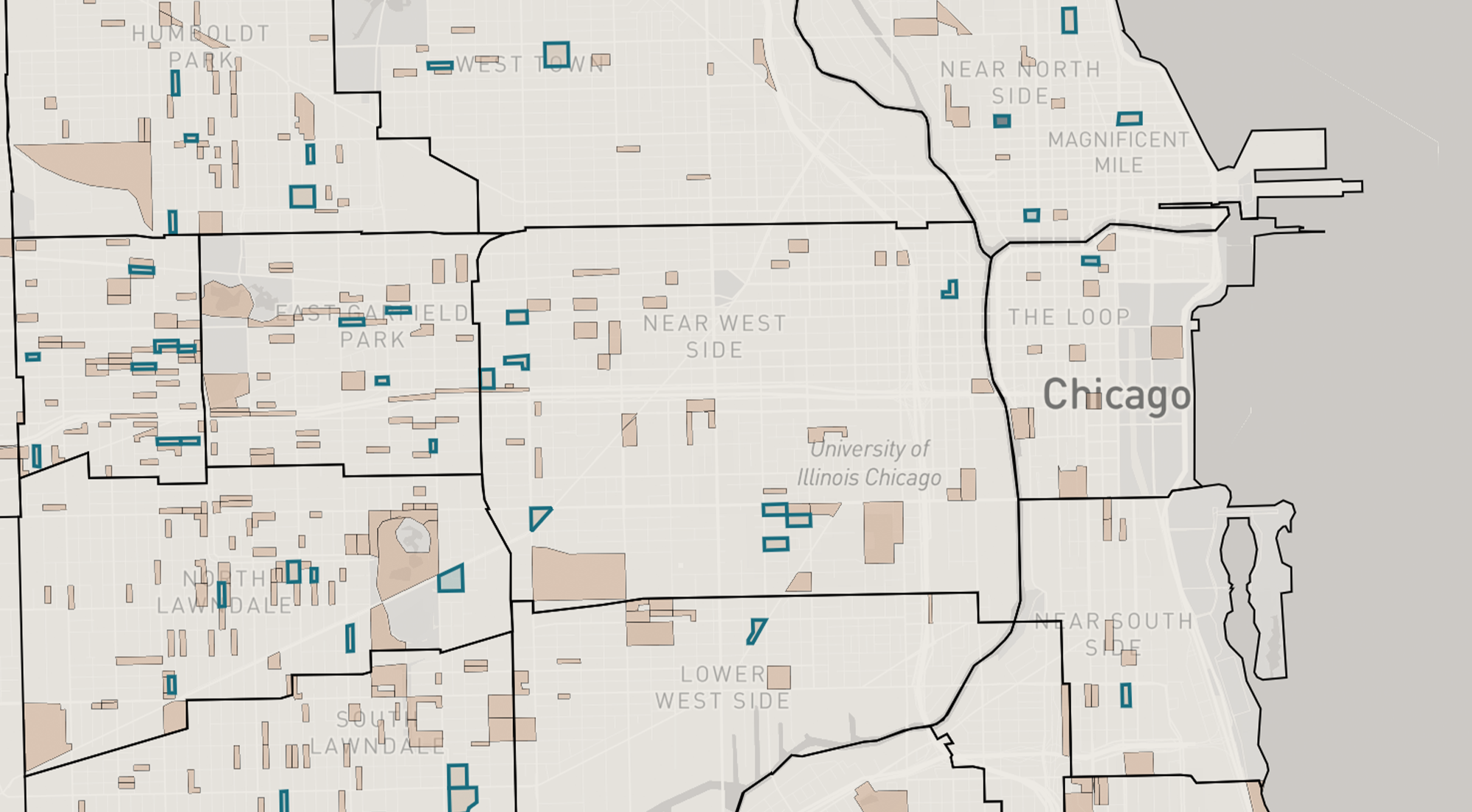 Thumbnail zoomed in map of Chicago blocks